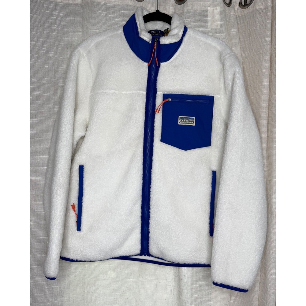 NWT Polo Ralph Lauren Bonded Pile Fleece Jacket Full Zip Clubhouse Cream Small